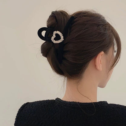 Flash diamond square buckle velvet shark clip flocking clip large clip headwear autumn and winter hair clip women's back hair clip