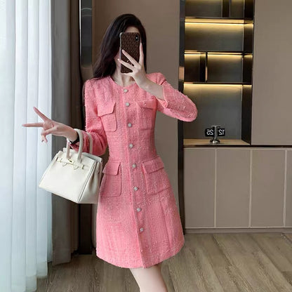 Autumn 2023 new women's clothing, small fragrance style, high-end wear, small French dress, women's autumn long-sleeved skirt