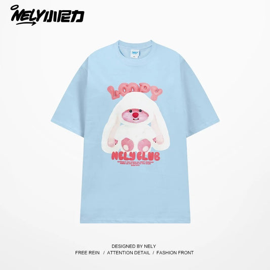 American cartoon cat print round neck short sleeve men and women summer 2025 couple pure cotton t-shirt half sleeve bottoming shirt trend