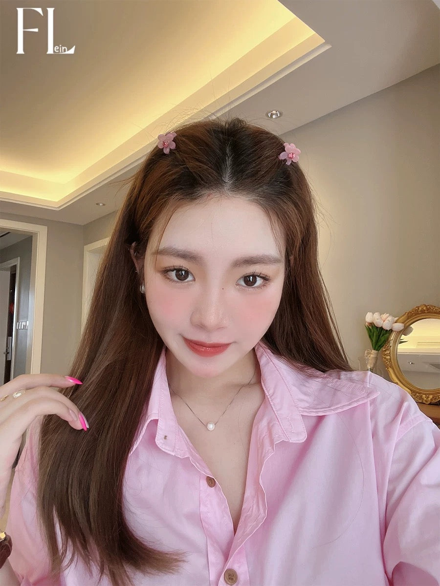 Flower and pearl braided hairpins, forehead bangs, broken hairpins, side clips, small clips, hair accessories, small women's autumn and winter