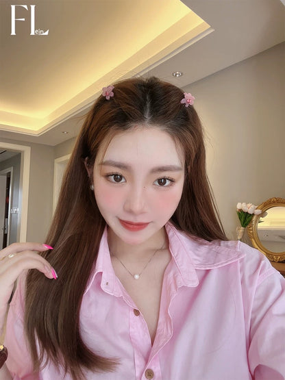 Flower and pearl braided hairpins, forehead bangs, broken hairpins, side clips, small clips, hair accessories, small women's autumn and winter