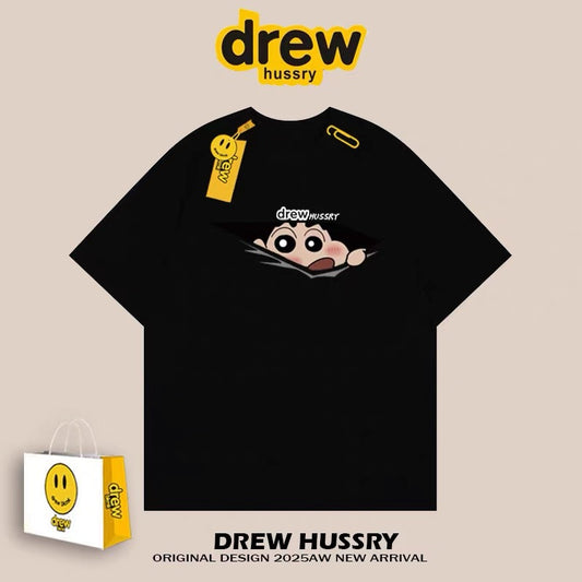 drew American trendy brand Crayon Shin-chan short-sleeved T-shirt men and women ins loose summer heavy cotton casual couple outfit