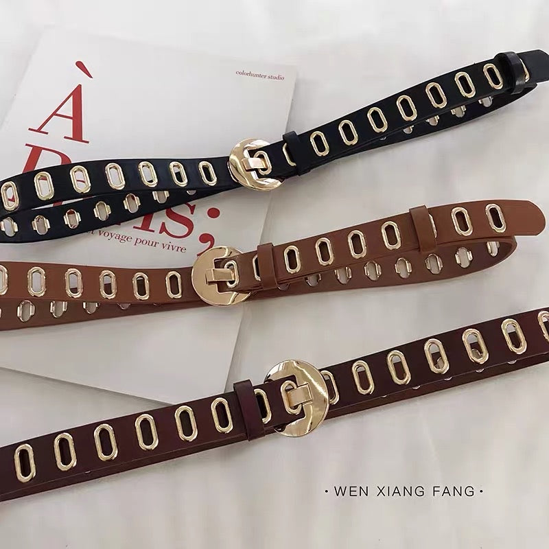 European and American concave shape belt ins super hot ladies belt punk style student pants belt retro trend hip-hop men