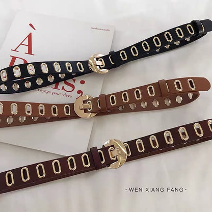 European and American concave shape belt ins super hot ladies belt punk style student pants belt retro trend hip-hop men