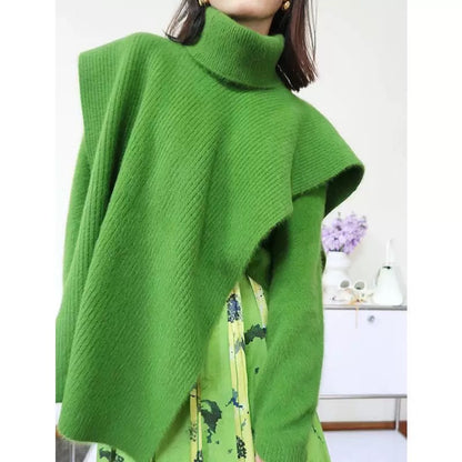 Green sweater suit skirt slightly fat and age-reducing 2023 winter new salt style light and mature two-piece set with a complete set