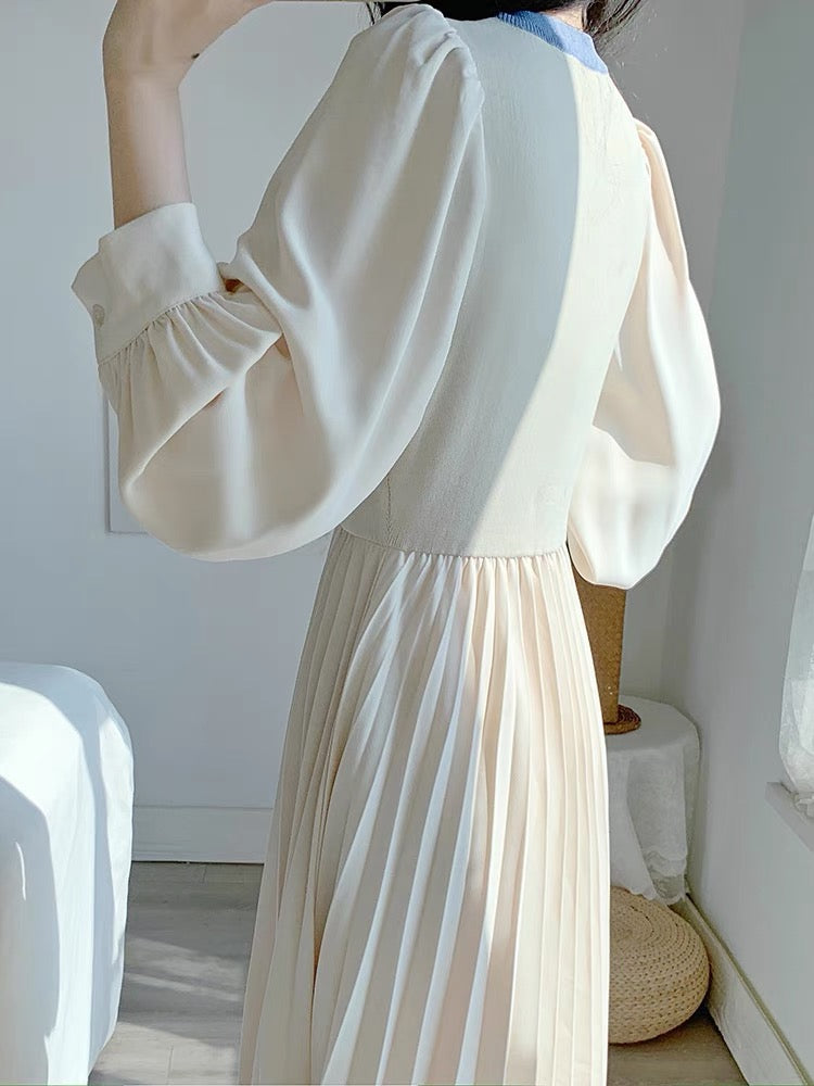 Autumn 2023 new women's skirt long-sleeved slim waist knitted bottoming French style inner design dress
