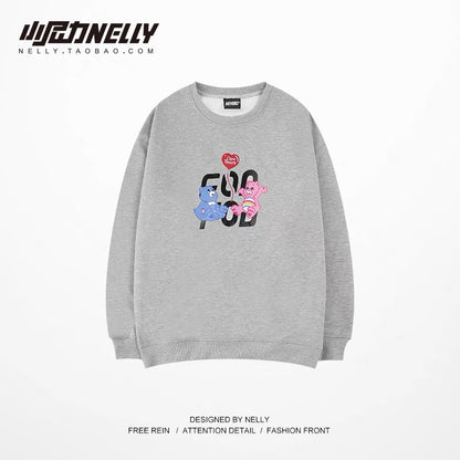 Sweater men's autumn and winter fat men and women large size round neck tops Hong Kong style ins trend loose and versatile couple coats (T0927)