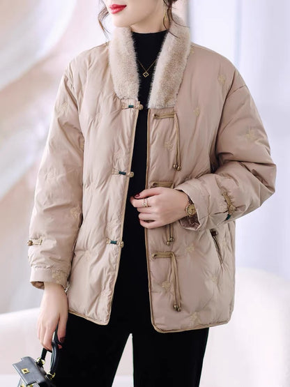 New Chinese style mother's down jacket, western style noble lady's mink coat, middle-aged and elderly women's autumn and winter down jacket