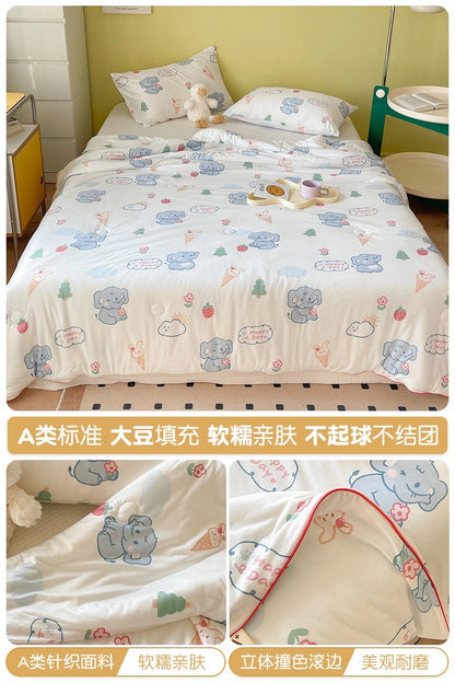 Class A soybean fiber knitted cotton summer cool quilt machine washable summer children's thin quilt spring and autumn summer air conditioning quilt