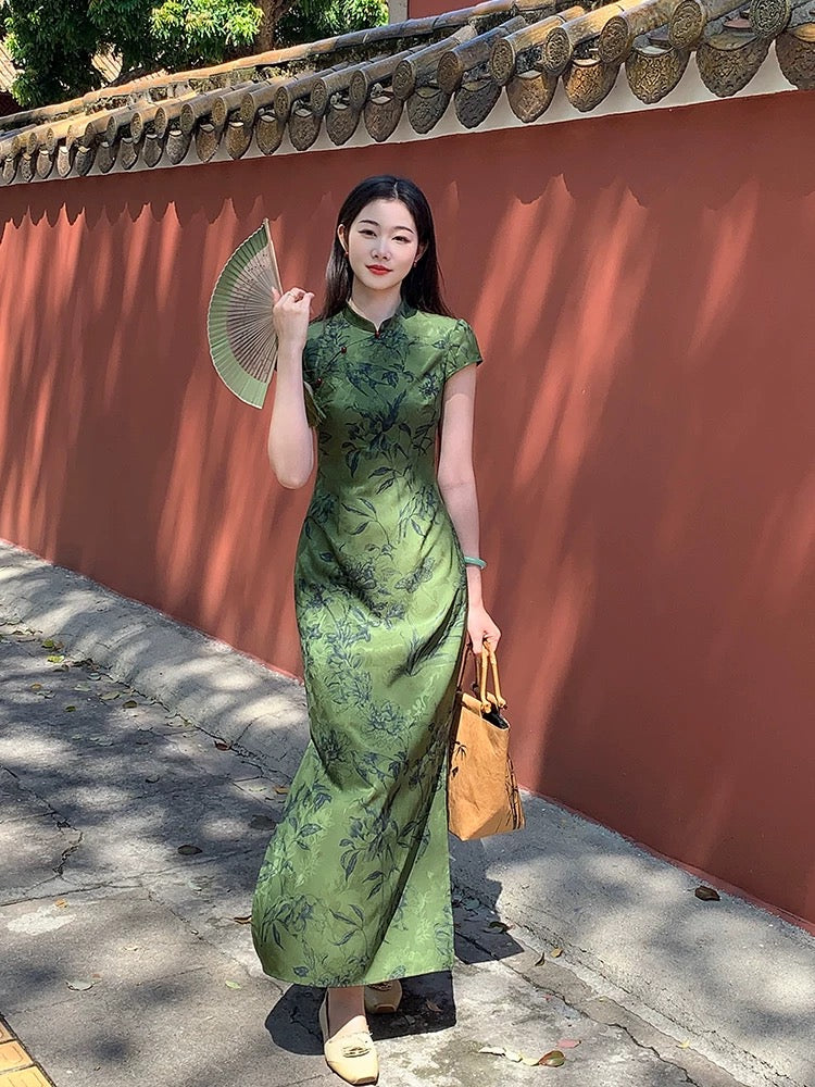 EIA Yiyao [Danqingke] New Chinese jacquard improved cheongsam female spring temperament retro short-sleeved dress