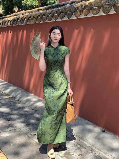 EIA Yiyao [Danqingke] New Chinese jacquard improved cheongsam female spring temperament retro short-sleeved dress