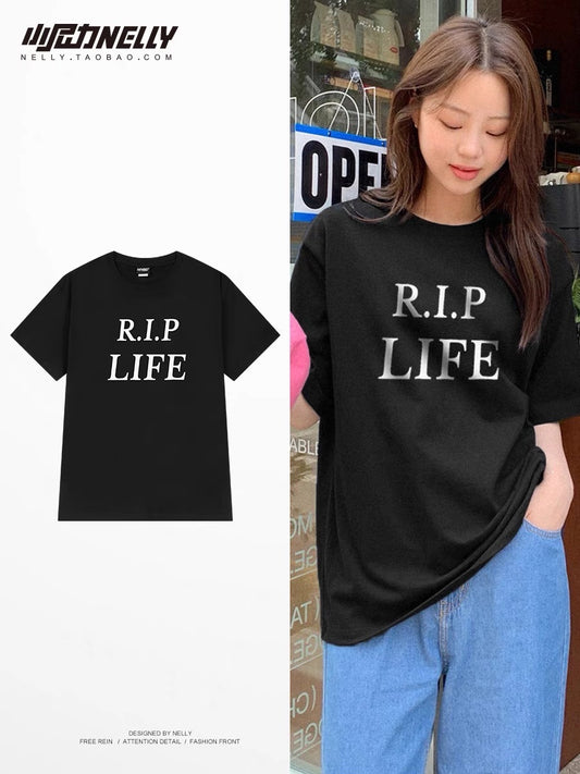 American retro t-shirt short-sleeved men's summer Japanese trendy brand solid color heavy T-shirt loose large size casual half sleeve