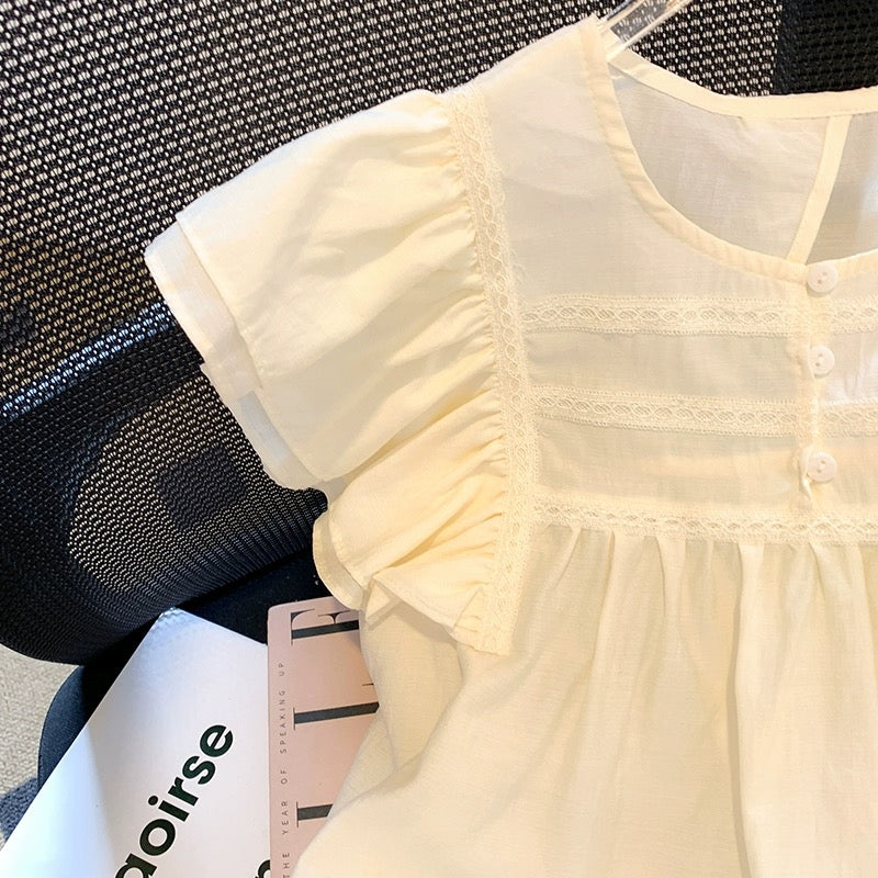 Clearance sale, first-line brand counters, shopping malls, withdraw the label-cut women's clothing, ruffled flying sleeves, loose babydoll shirts for women
