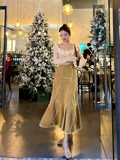 sorozien peony moth orchid original flower skin-friendly long-sleeved bottoming shirt women's slim T-shirt inner top