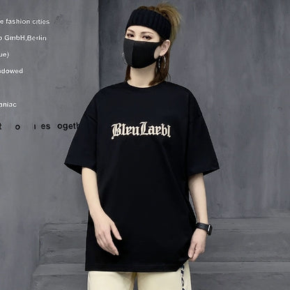 M's trendy brand black American street short-sleeved t-shirt women's summer new half-sleeved inner top hip-hop couple T-shirt