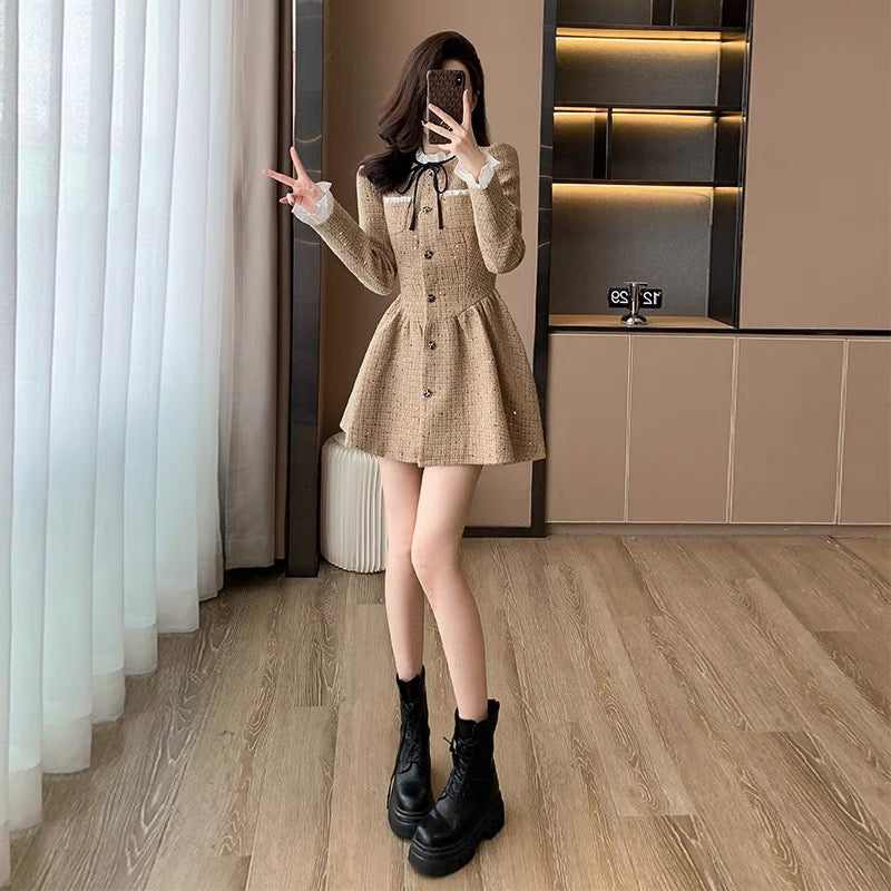 Autumn women's 2023 new style high-end light luxury small fragrance dress slimming French niche long-sleeved skirt