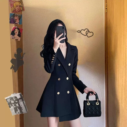 2023 Early Autumn Waist Slimming Fashion Suit Dress Women's Hepburn Style Design Niche Temperament Dress