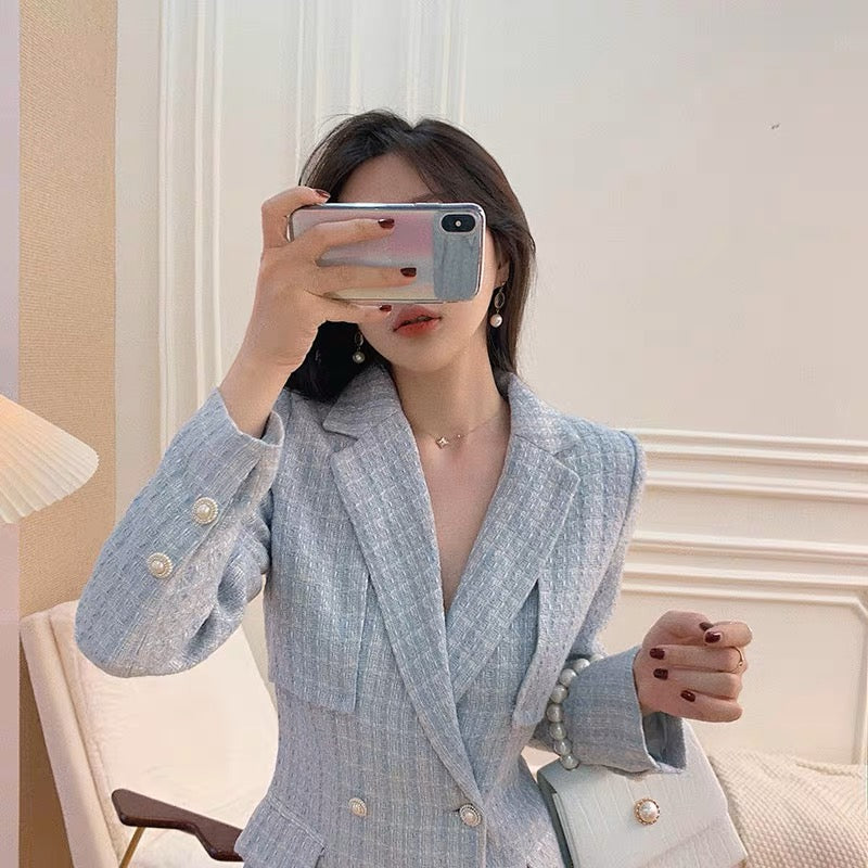 2023 Winter New French Suit Annual Party Small Evening Dress Dress for Women Autumn and Winter Socialite Xiaoxiangfeng Early Spring