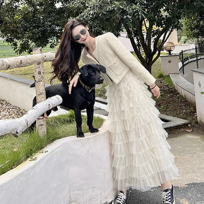 2023 early spring dress light luxury high-definition tea break French style high-end feeling Royal Miss Xiaoxiangfeng first love two-piece suit skirt spring and summer