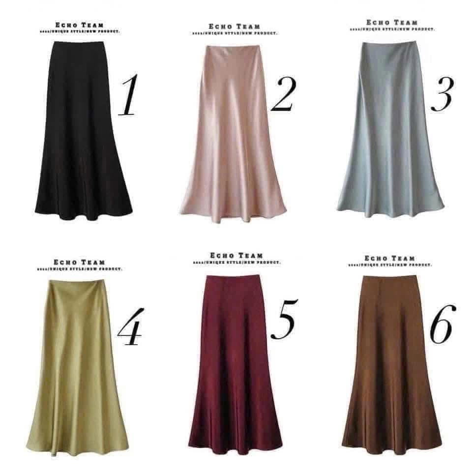High waist medium length satin acetate silky skirt female 2025 spring and autumn summer new hip fishtail A-line long skirt