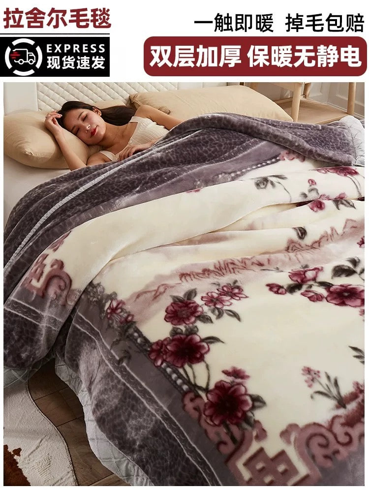 Winter Raschel blanket extra thick plus velvet bed cover blanket quilt wedding coral flannel nap blanket single