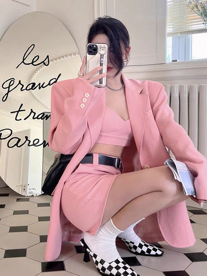 2023 early autumn new blazer ol women's suit temperament small fragrance style high-end shoulder pad suit three-piece suit (B060)
