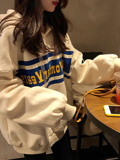 Hooded sweatshirt for women spring and autumn thick 2023 new internet celebrity style loose lazy bf style Korean style jacket for women ins