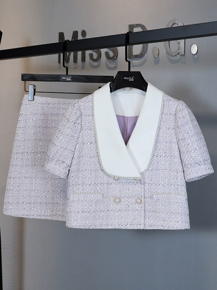 Miss DG suit female summer 2023 new self-cultivation and thin A-line skirt temperament reducing age small fragrant wind suit skirt