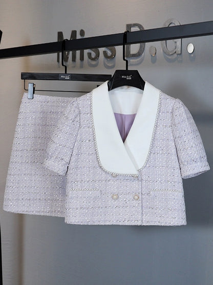 Miss DG suit female summer 2023 new self-cultivation and thin A-line skirt temperament reducing age small fragrant wind suit skirt