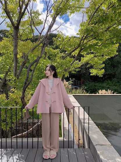 14th Anniversary Art Student Coat Woolen Coat Short Horn Button Coat