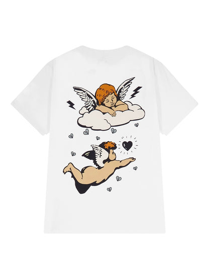 Retro oversize Japanese anime printed short-sleeved T-shirt for men and women summer new versatile niche top trendy ins