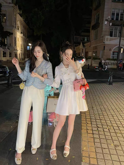 Fish Rabbit's Rabbit Suit Dress Women's High-end, Exquisite and Slim French Long-Sleeved Short Skirt Autumn Women's Dress