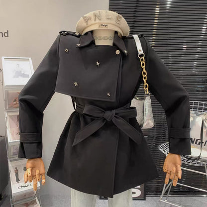 Korean version of loose, small, professional, high-end, waist-slimming, age-reducing long-sleeved suit, windbreaker jacket for women
