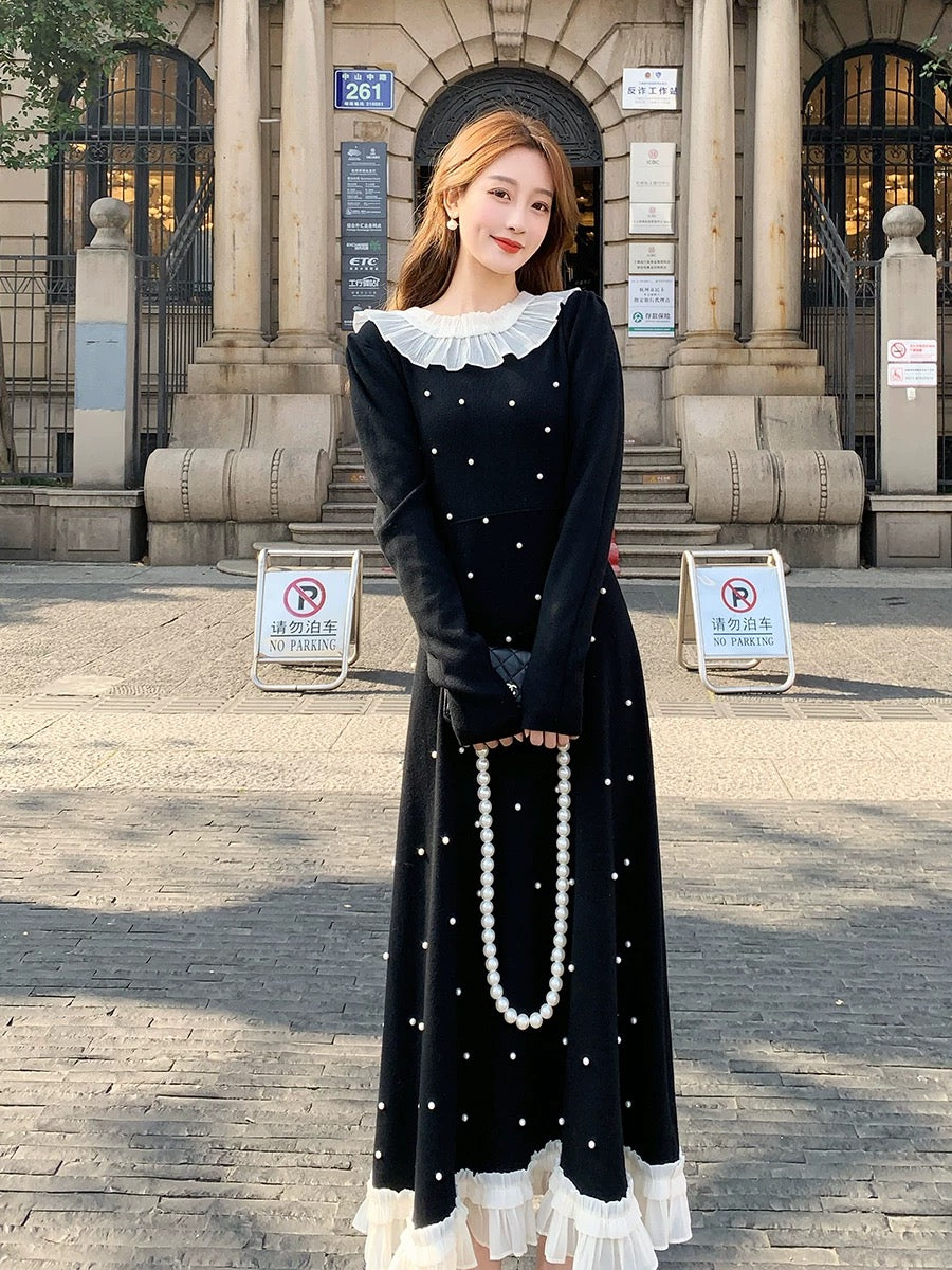 [01.22 New Products 5% Off] French Temperament Dress for Women 2024 New Lotus Leaf Collar with Long Skirt