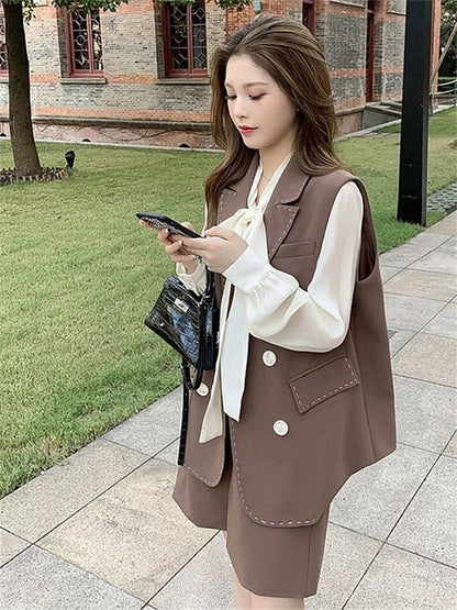 High-end sister goddess style professional suit jacket wide-leg shorts two-piece suit for women 2023 spring and autumn new style