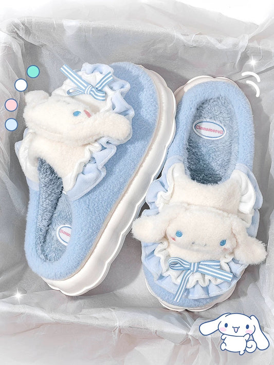 Cute cinnamon dog cotton slippers for women winter 2024 new indoor home children's furry slippers for outdoor wear autumn and winter