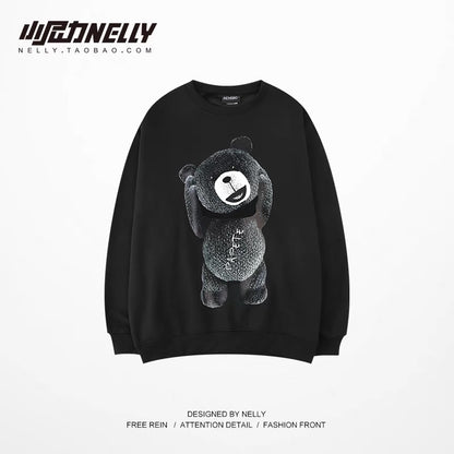 Sweatshirt men's round neck pullover coat Korean style trendy loose velvet bottoming shirt ins Hong Kong style couple tops (N0925)