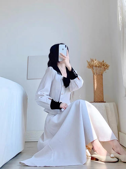 Autumn 2023 new women's skirt French style light and mature style waist slimming high-end suit dress