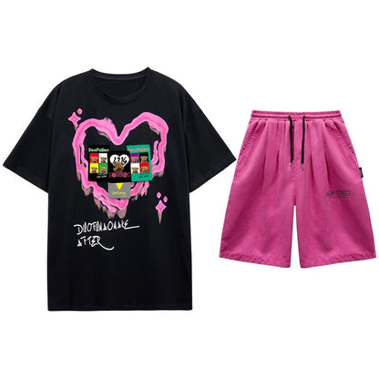 M's trendy street brand loose summer sports suit women's new short-sleeved T-shirt shorts two-piece set European women's clothing