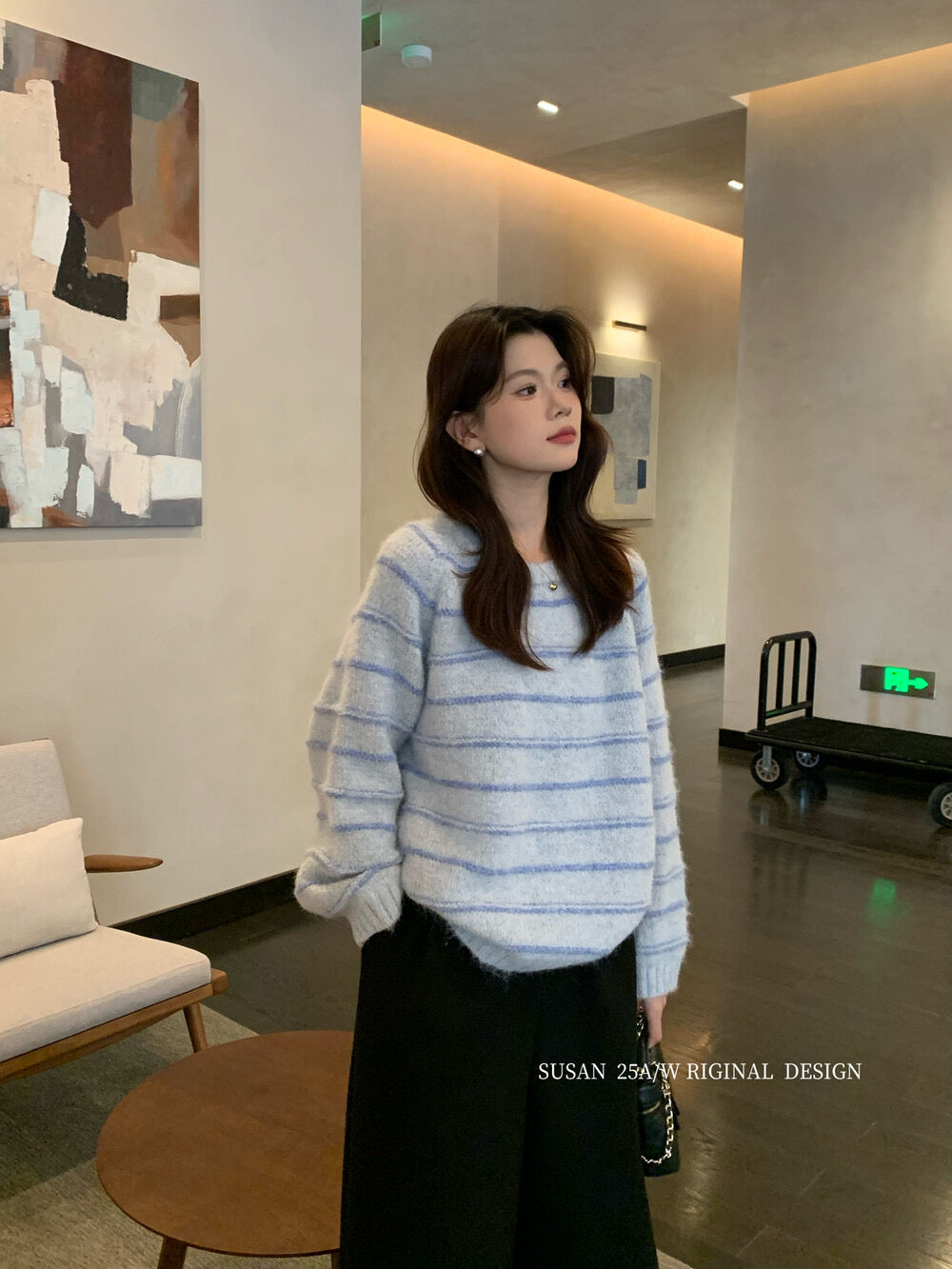 Early winter essential! 【SUSAN】A must-have for stripe lovers | Simple, casual striped soft and warm sweater 1373s# LWD