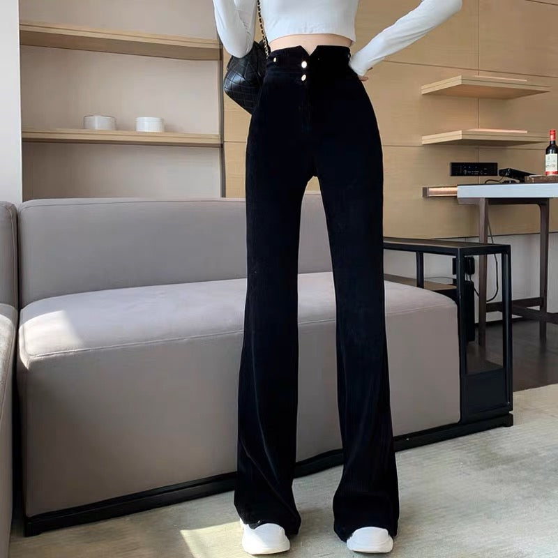 White slit wide-leg pants for women in autumn and autumn new style