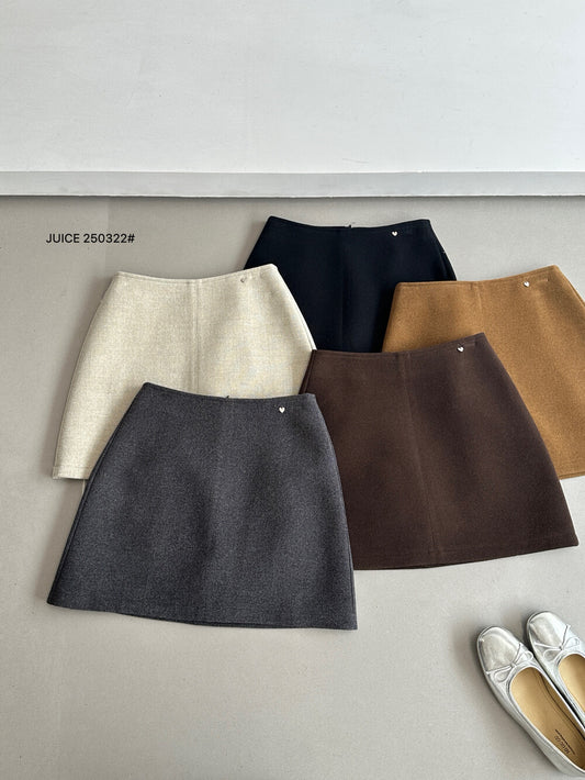 【JUICE】Hot-selling, versatile wool A-line mini skirt, 250322# MXN