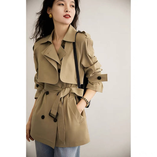 のxiaohange light texture, not easy to wrinkle, fashionable three-dimensional silhouette short windbreaker jacket for women FYB562916AG