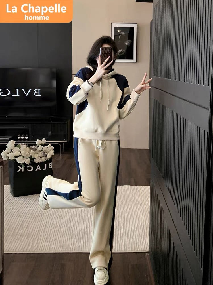 La Chapelle small person contrasting color design casual sports suit women's autumn 2023 new temperament two-piece set