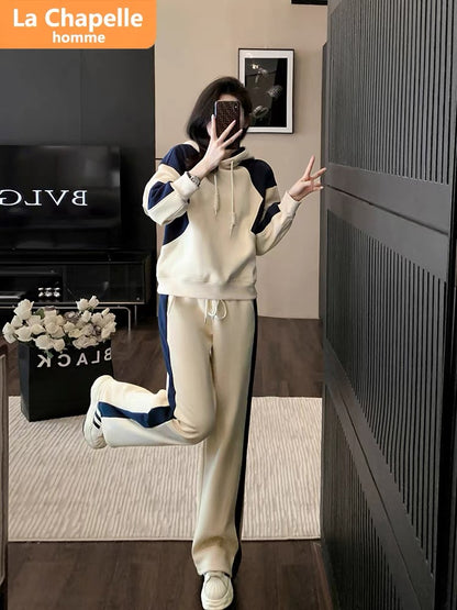 La Chapelle small person contrasting color design casual sports suit women's autumn 2023 new temperament two-piece set