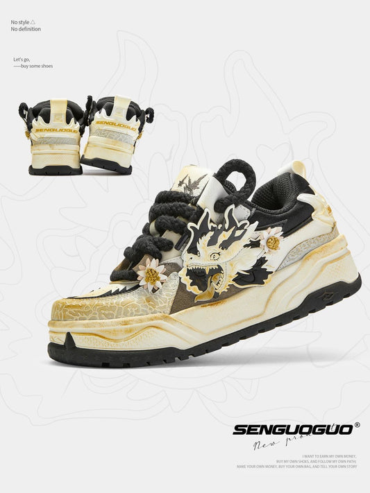 Senguoguo Year of the Dragon Limited/Men's Shoes 2024 New Retro Old Thick Soled National Trendy Sports and Leisure Shoes and Sneakers