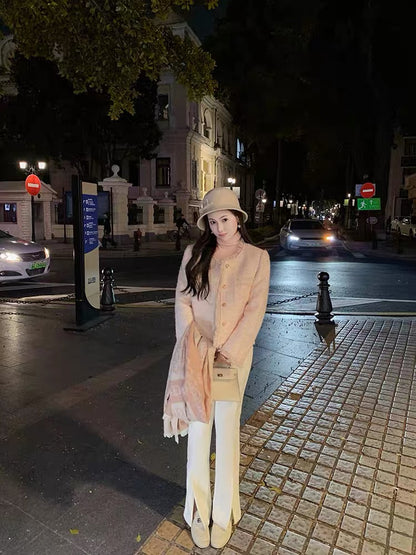 Fish Rabbit's Rabbit Small Fragrance Jacket Women's Winter 2023 New Style Fashionable Tassel Celebrity Pink Top