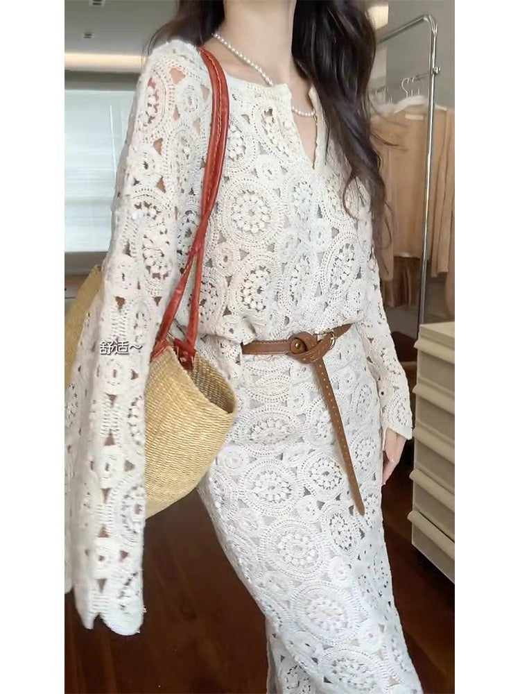 2023 Spring and Summer New Internet Celebrity Small Fragrance Style Suit for Women High-end Fashion Street Lace Top and Skirt Two-piece Set
