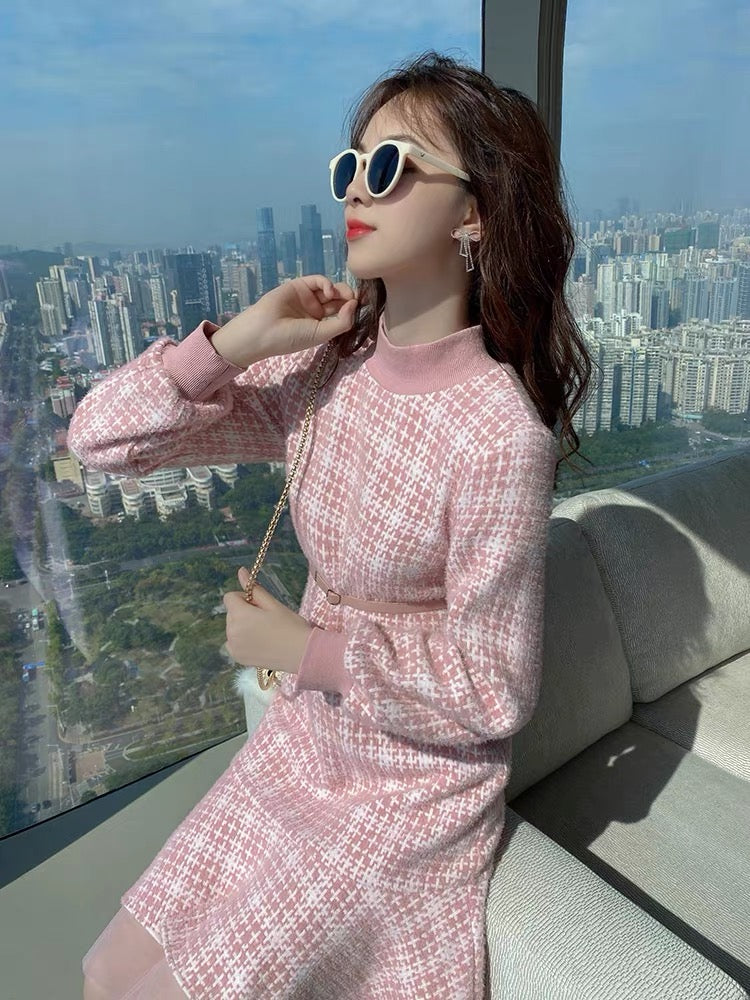 Winter sweet dress for women 2023 new thickened winter skirt small pink super fairy age-reducing skirt for women (B1416)