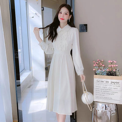 Skirt for women autumn 2023 new style chic gentle style foreign style shirt chiffon dress niche design sense (D4442)